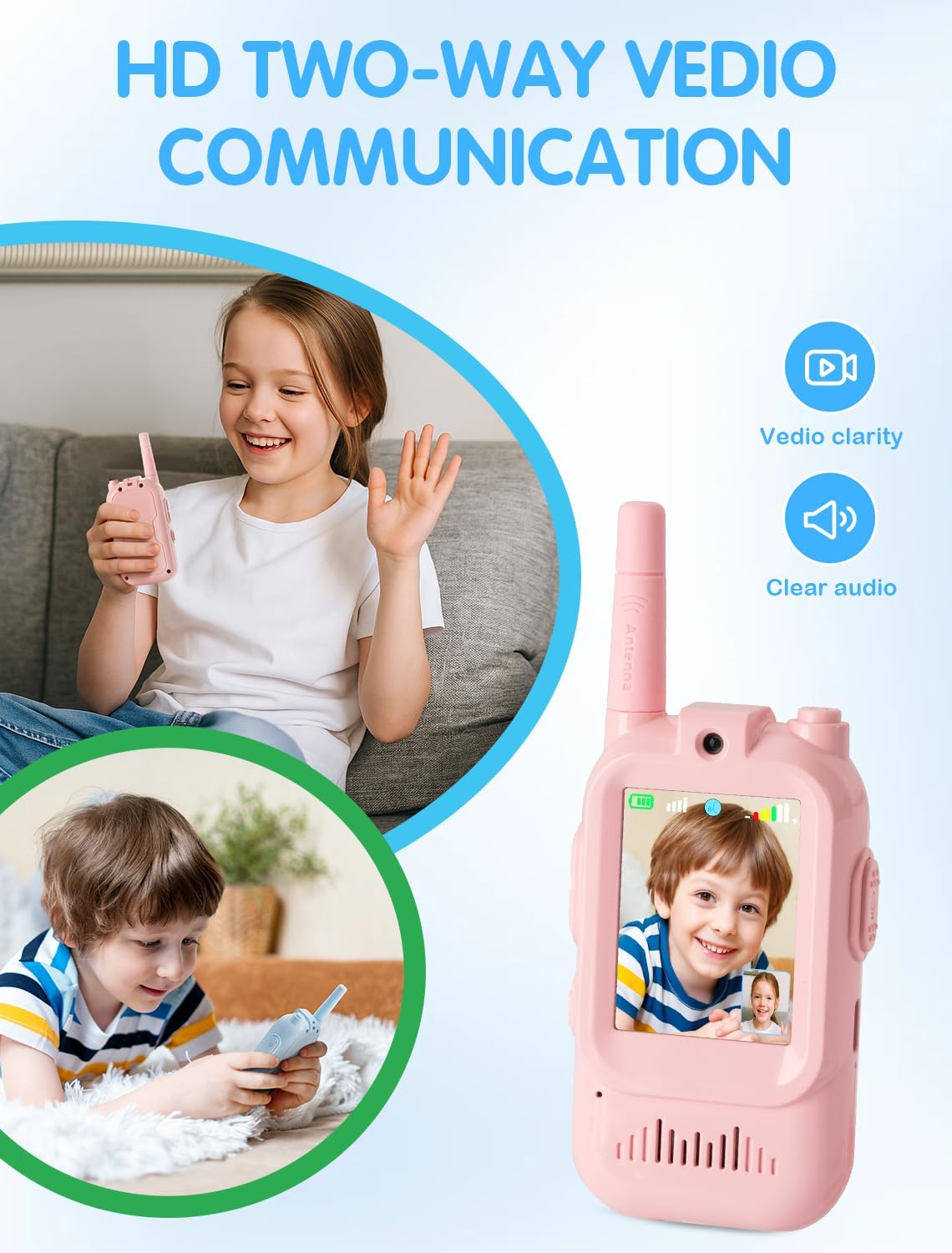 Walkie-Talkie for Kids wit Video: Rechargeable Toddler Toys with HD Camera