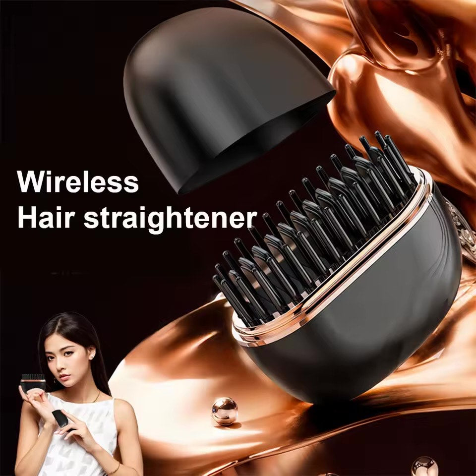 Mini Straightener, Rechargeable Portable Hair Straightener Brush, Temperature Control, Anti-Scald Shell, Lightweight & Portable Travel
